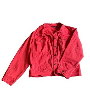 Distressed Red Denim Jacket | Size 3X with Stretch